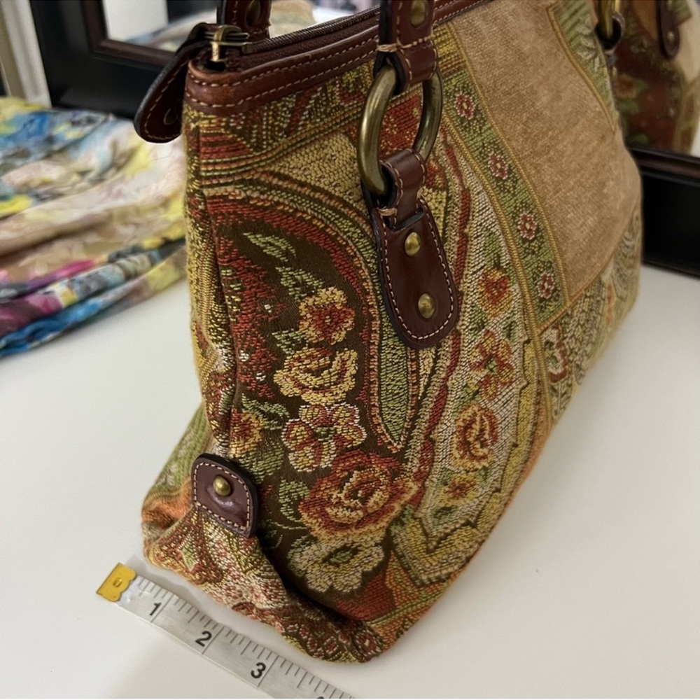 Fossil Vintage Tapestry Floral Patchwork Shoulder Purse - Picture 6 of 11